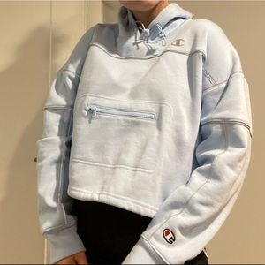 Baby blue cropped Champion hoodie! ( Reflective )